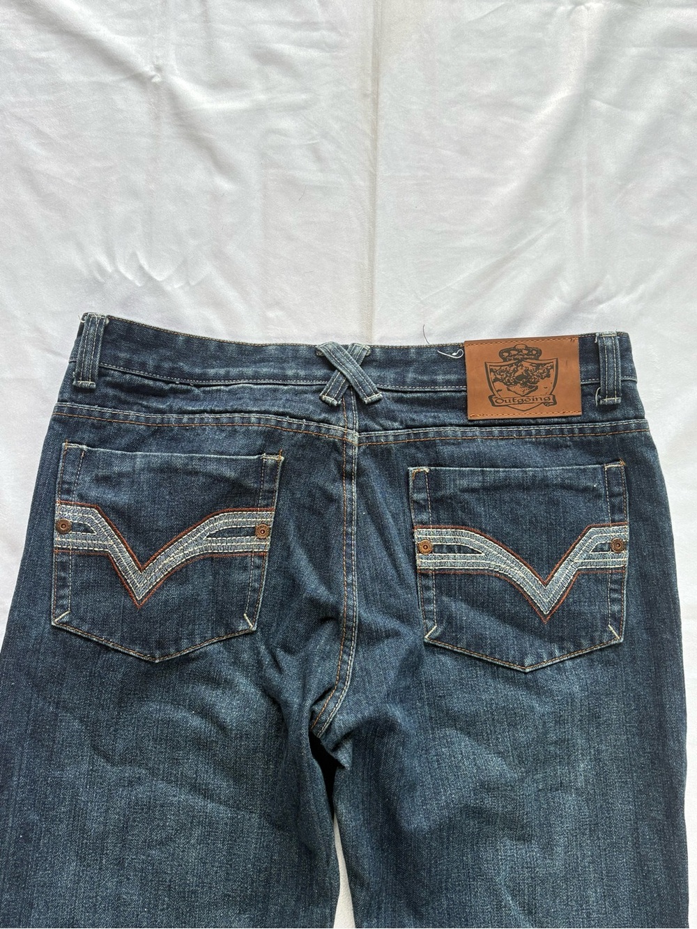 Y2K 2000s skater grunge style Embroidered Blue Baggy Jeans | $40